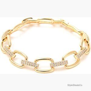 14K Gold Silver Plated Cuff Bracelet with Toggle Clasp for Daily Wear